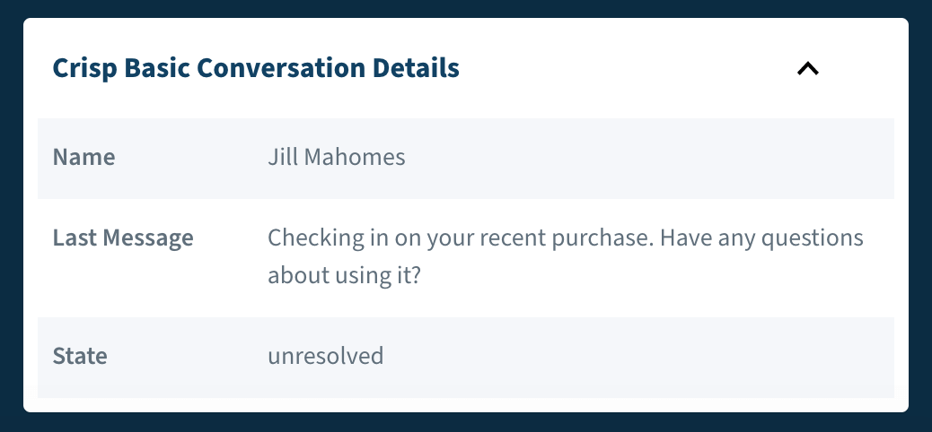 View Crisp conversation details View Crisp conversation details