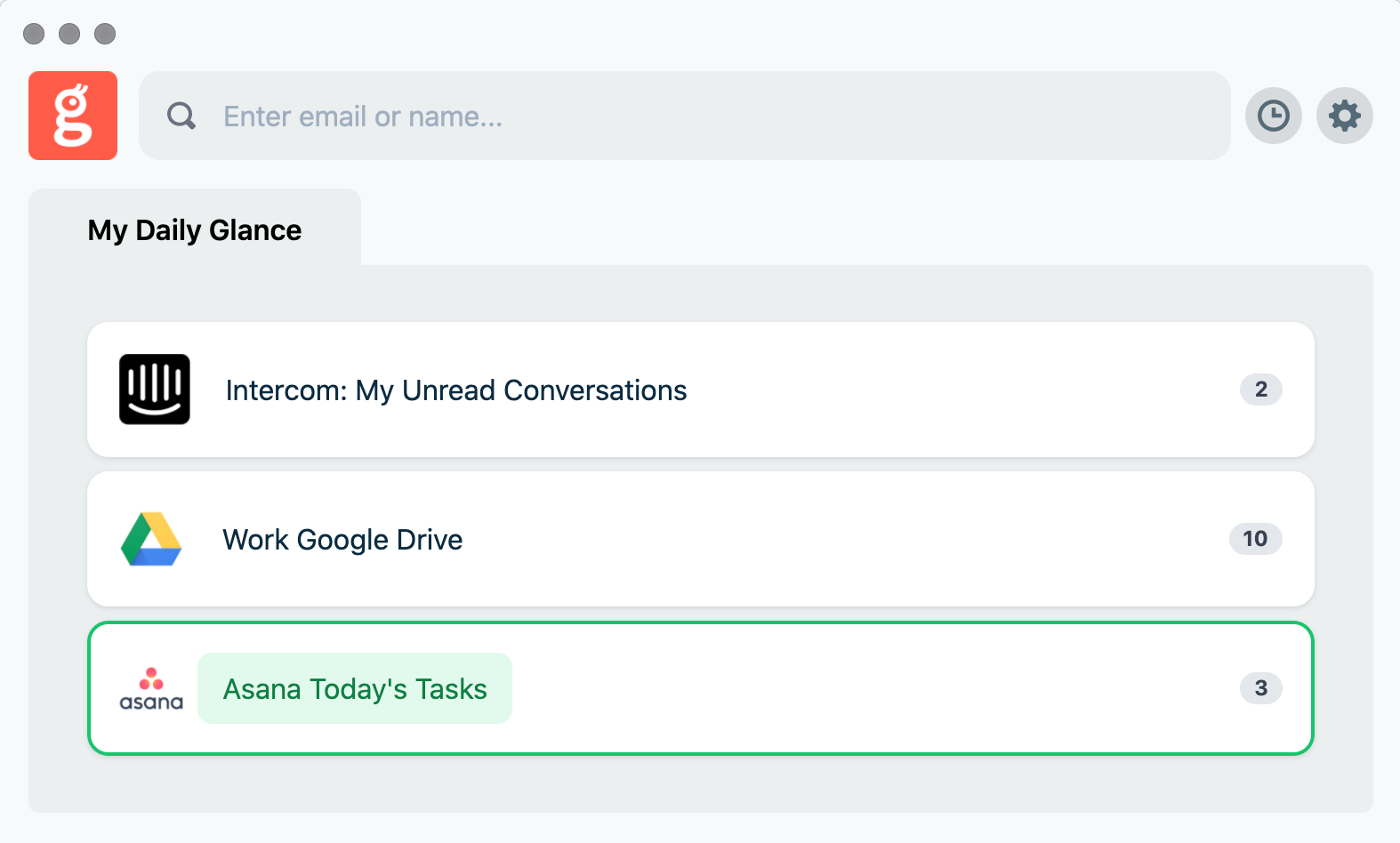 Dashboard showing your assigned Asana tasks