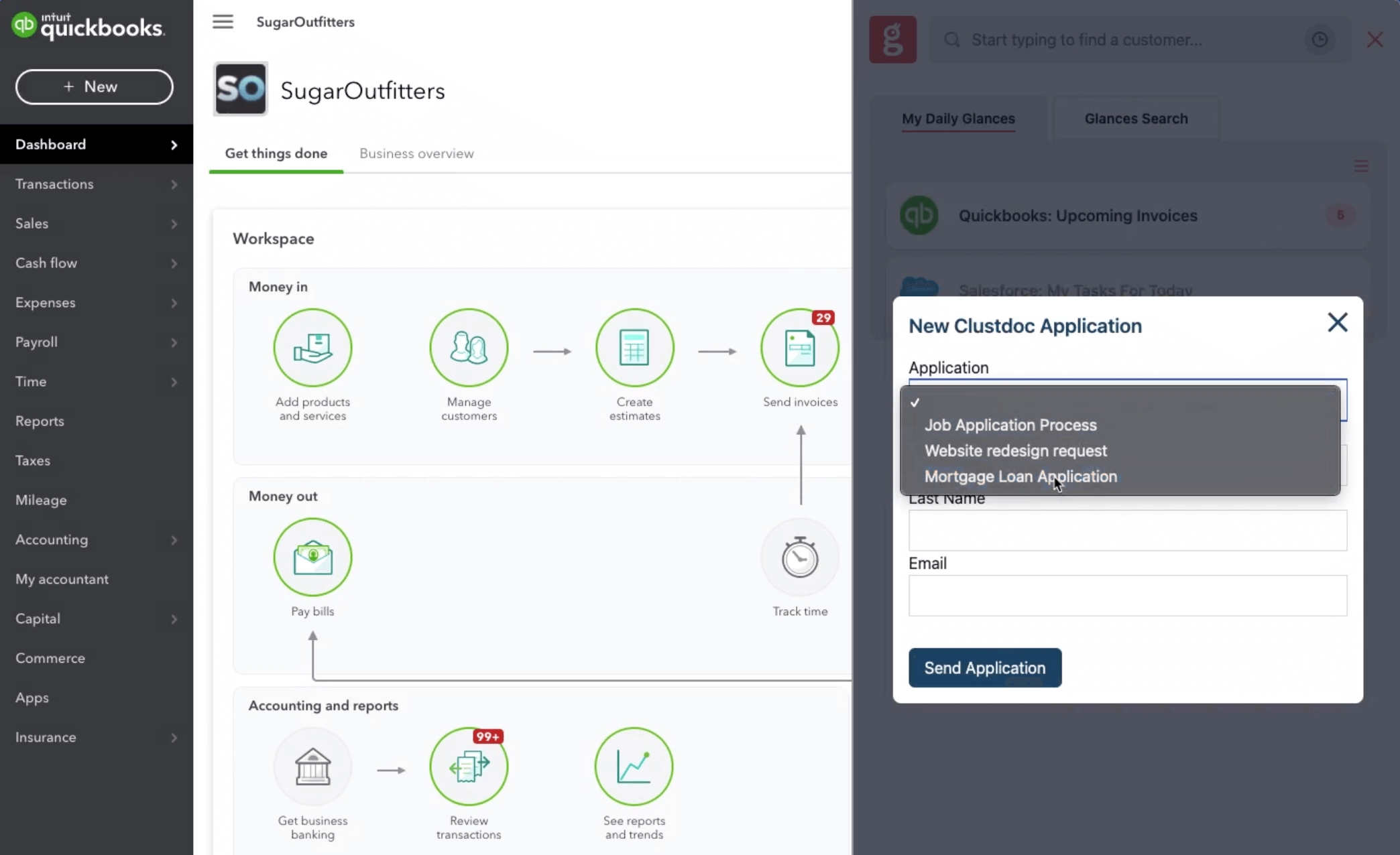 Fill out a new Clustdoc application and create without having to switch apps Screenshot of the Clustdoc Application create form