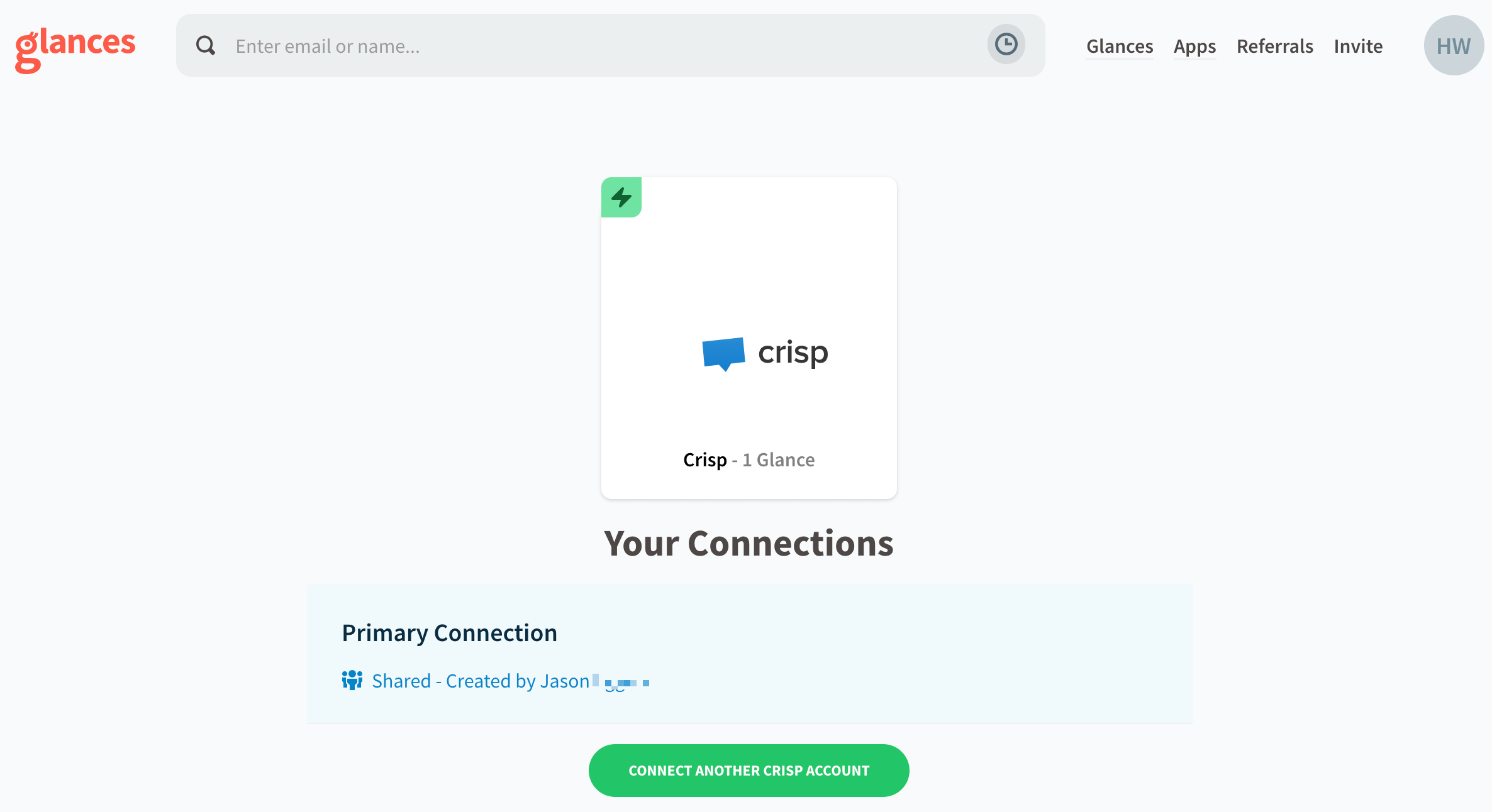 Connect another account to Glances