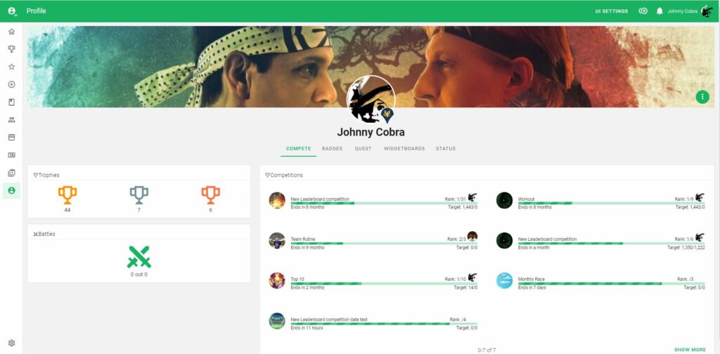 Screenshot of a Pointagram profile