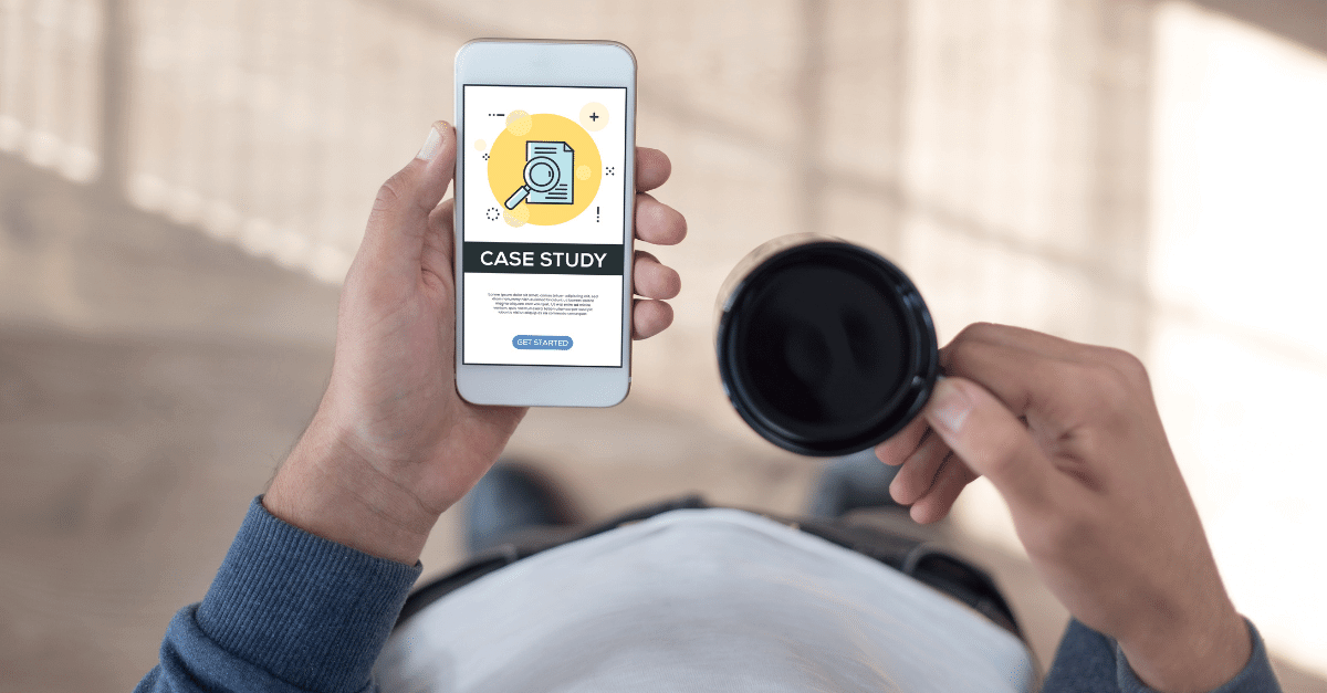 Case Study: Improving Productivity Person looking at their phone reading a case study